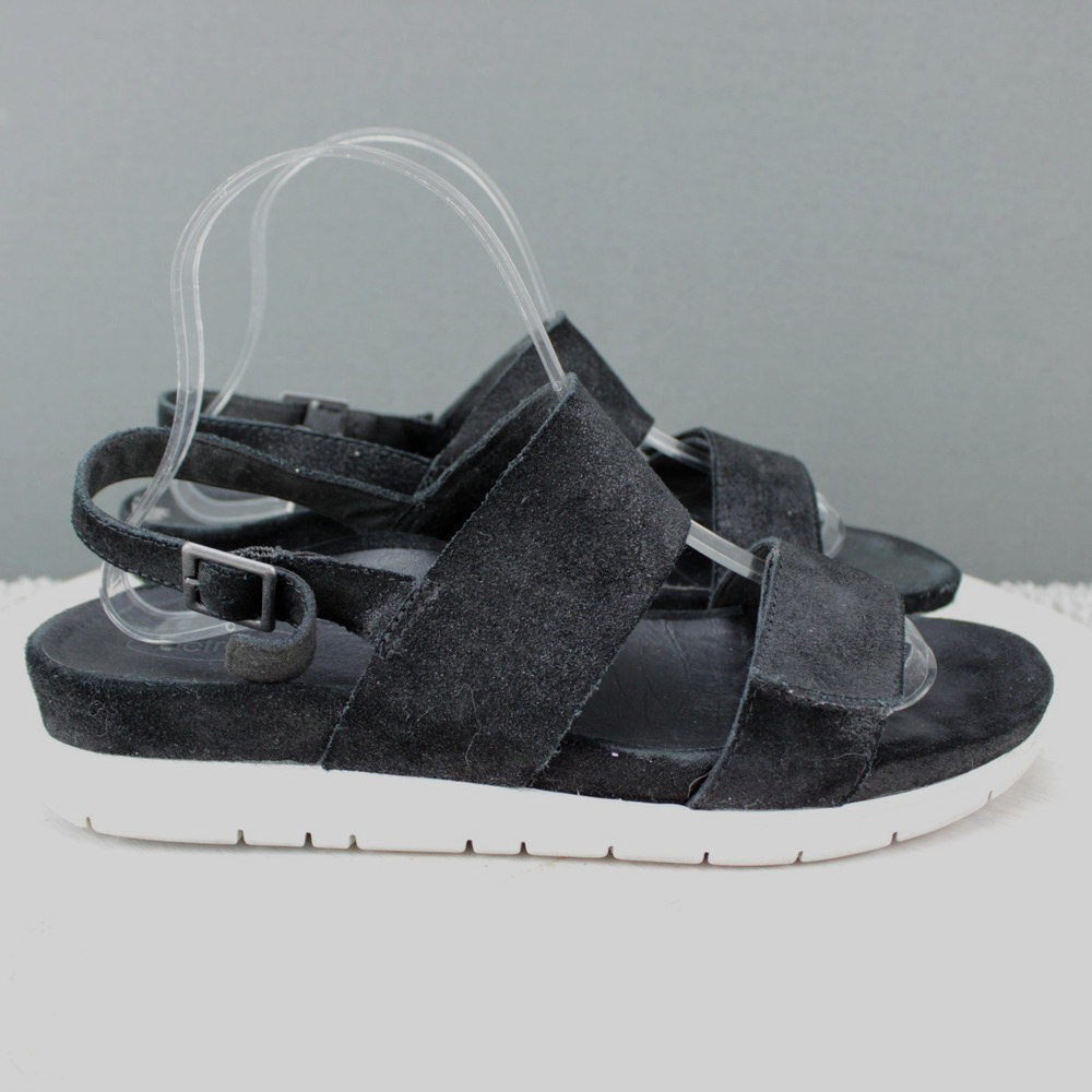 Aetrex Womens Sandals Size 9 Black Leather Comfort Arch Support Walking